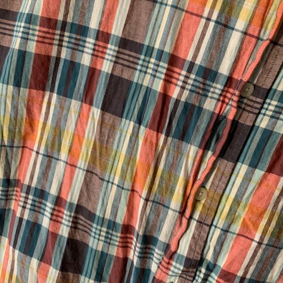 Woolrich mens xxl plaid button down shirt orange gorp grampa blue cool woolen mi - Picture 9 of 9